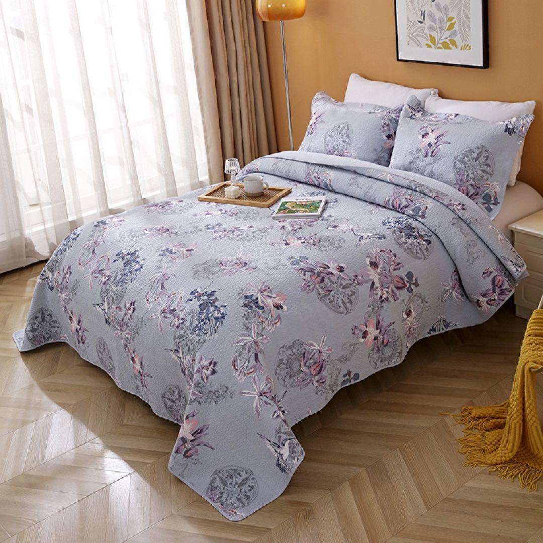 キルトベッドカバー3点セット綿マルチカバー キルティング 715