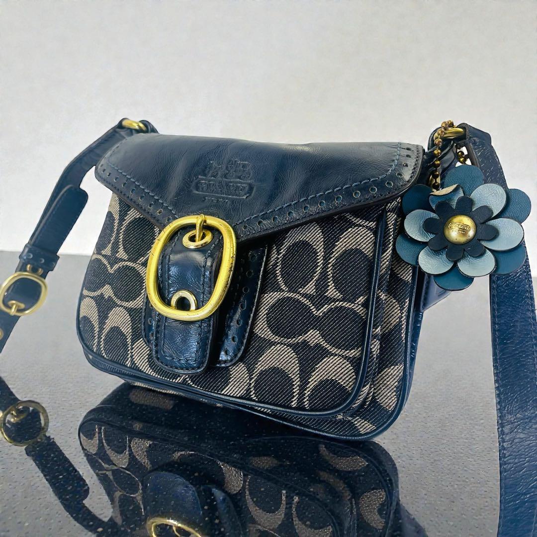 COACH コーチ デニム ショルダーバッグ 斜め掛け ソーホー シグネチャー