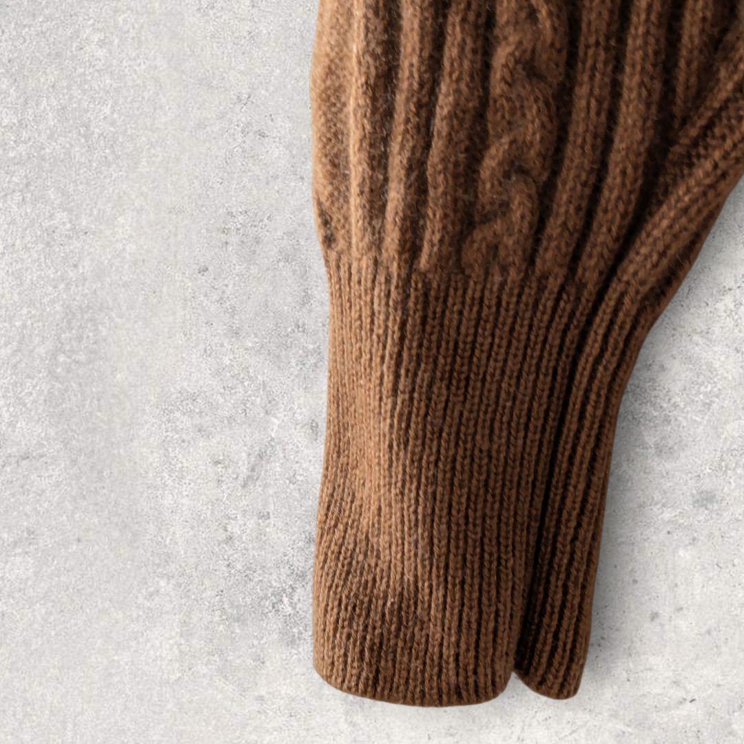 grabre グラブレ カシミヤ100% ケーブル タートルネック ブラウン