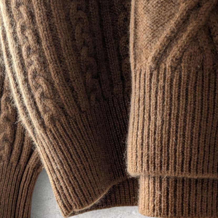 grabre グラブレ カシミヤ100% ケーブル タートルネック ブラウン