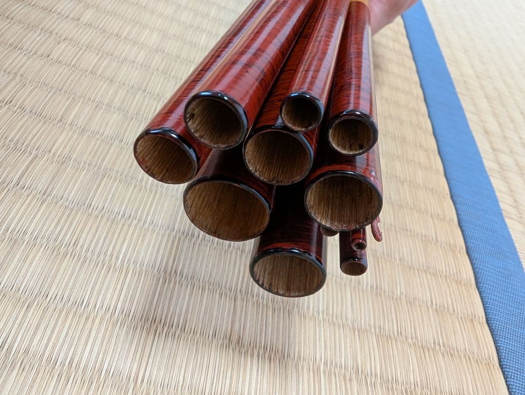 小継ぎ竹竿　銘「竿福」12尺　 継ぎ数12本　３本仕舞　40ｃｍ