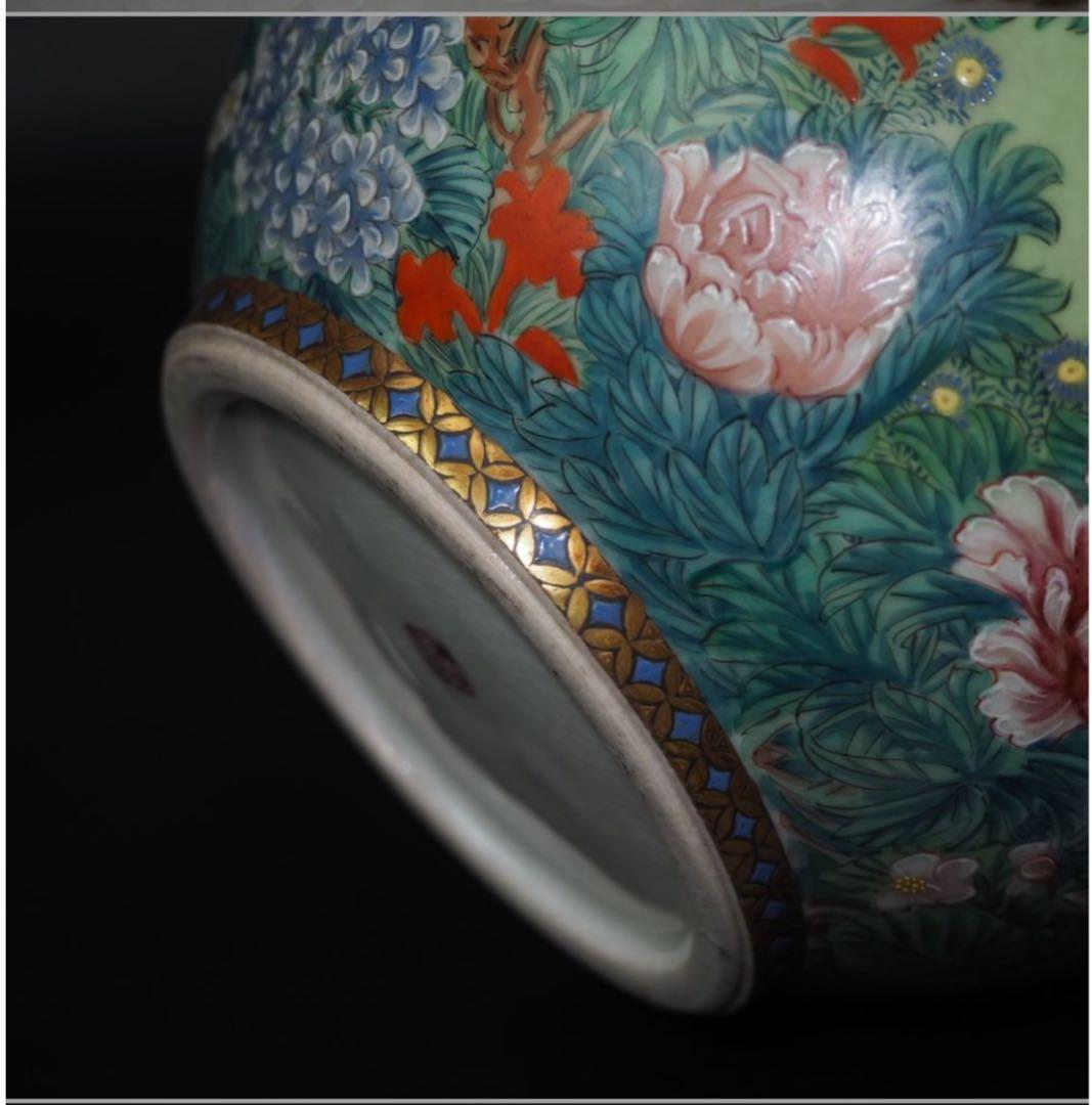 送料無料　九谷焼名工　清水美山造 花瓶 本物保証