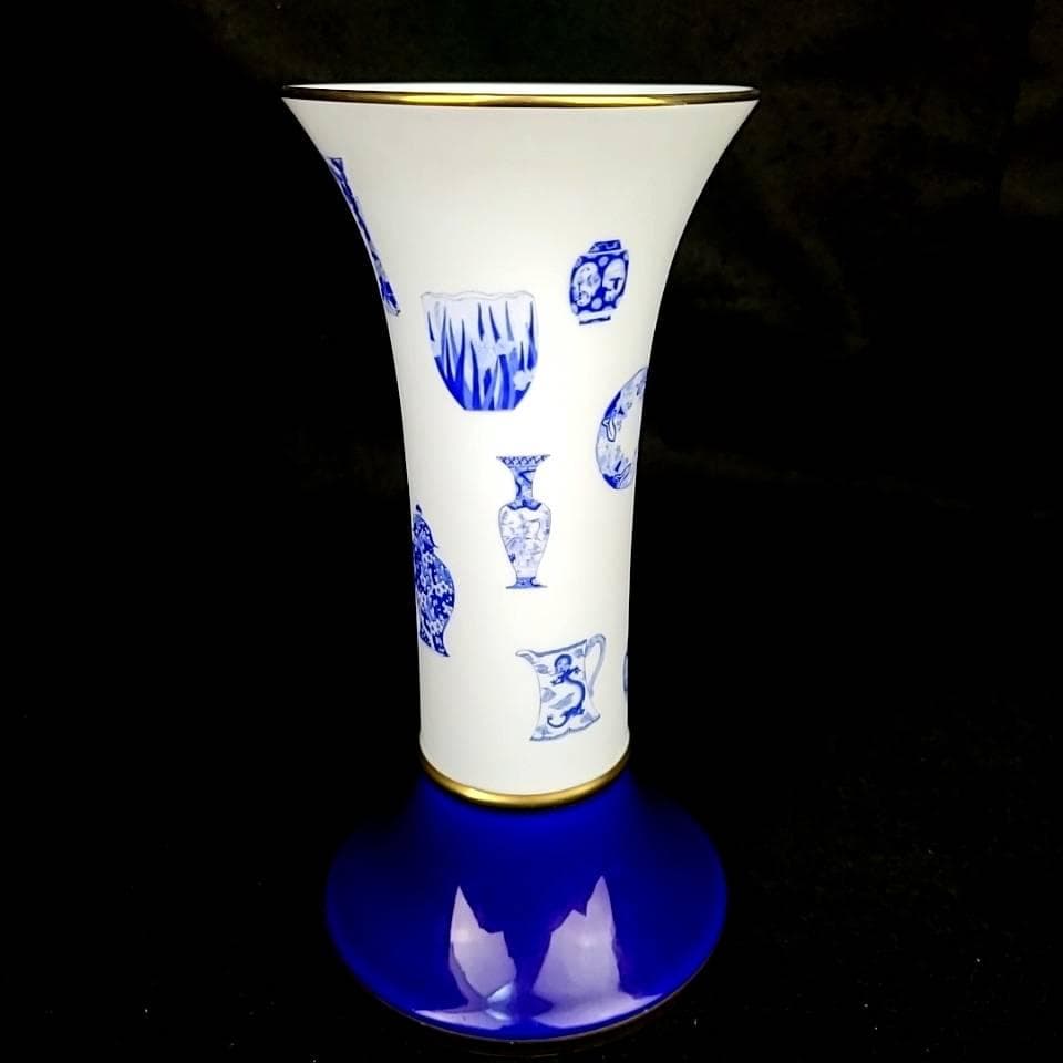 ＊良品＊深川製磁　ブルーチャイナ　花瓶　フラワーベース　高さ23cm
