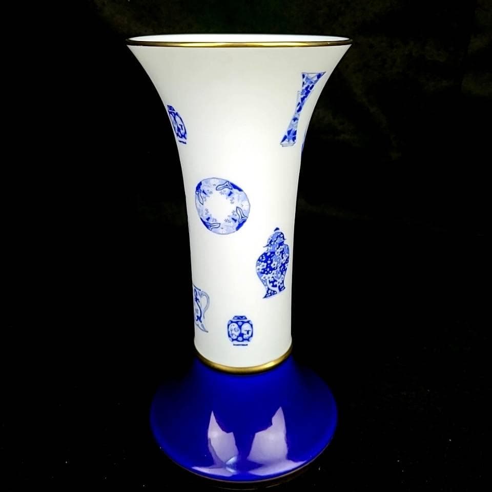 ＊良品＊深川製磁　ブルーチャイナ　花瓶　フラワーベース　高さ23cm