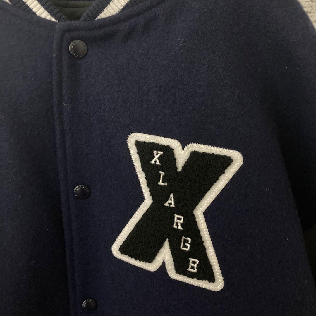 【希少サイズ】エクストララージ☆スタジャン　パイルロゴ　XL　ネイビー　ウール