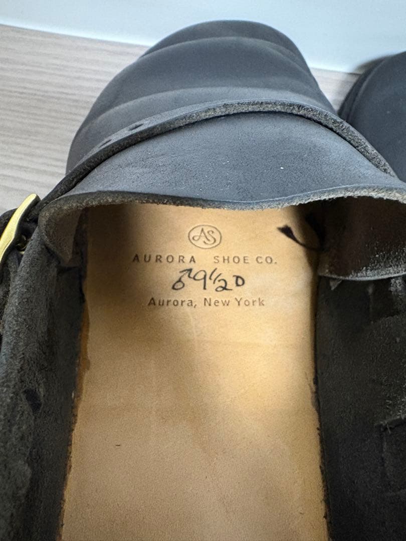 【値下げ済】aurora shoes 黒 レザー ストラップシューズ