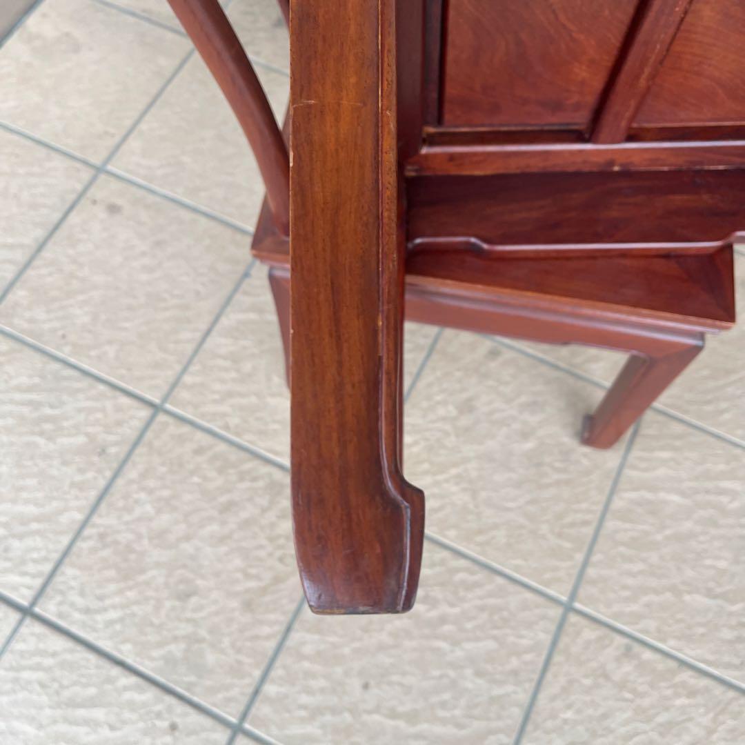 ①唐木家具 食卓椅子 アームチェア 花梨材 馬蹄脚