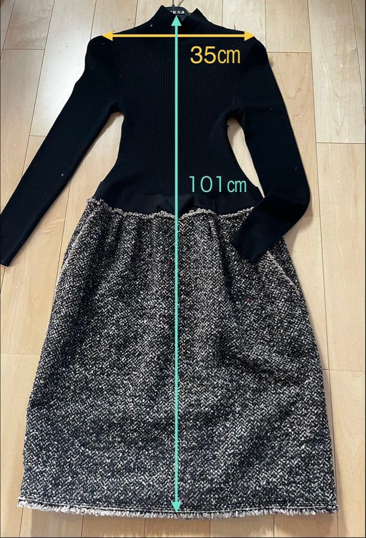 PAULE KA(ポールカ)ニットツイード ワンピース 長袖& ジャケット