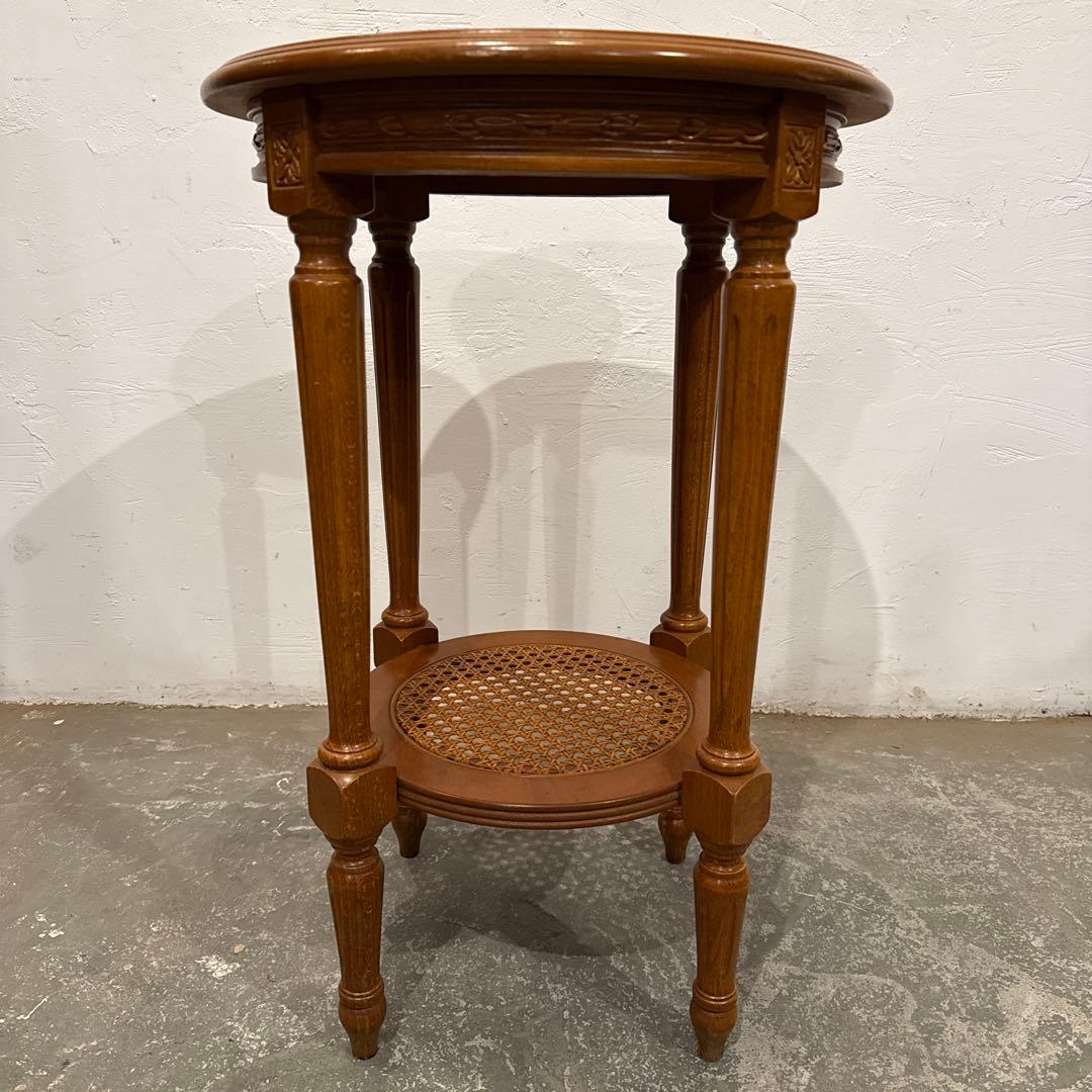 ヴィンテージ　木製　ラウンド　サイドテーブル　2段