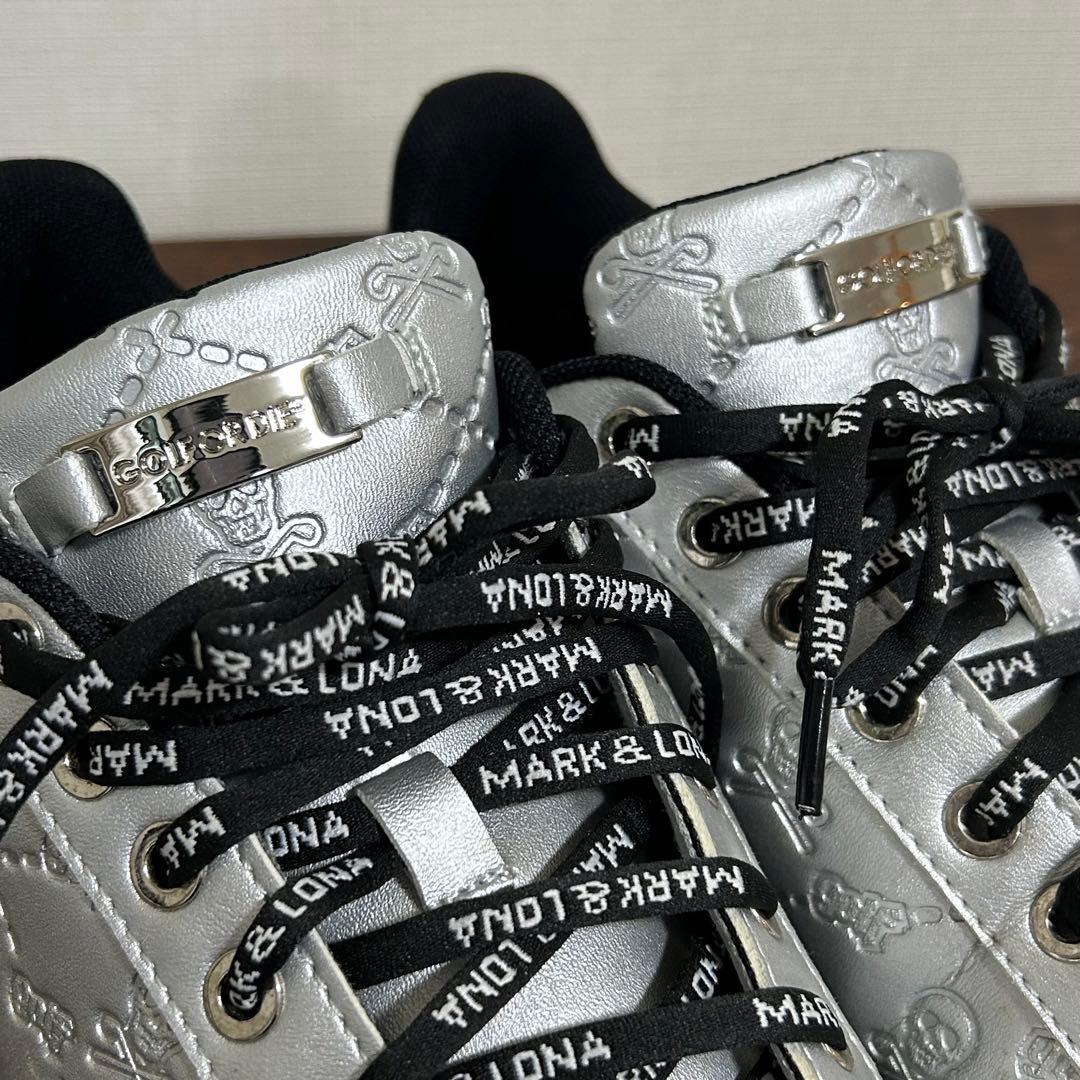 美品 ゴルフシューズ マークアンドロナ MARK&RONA シルバー スカル