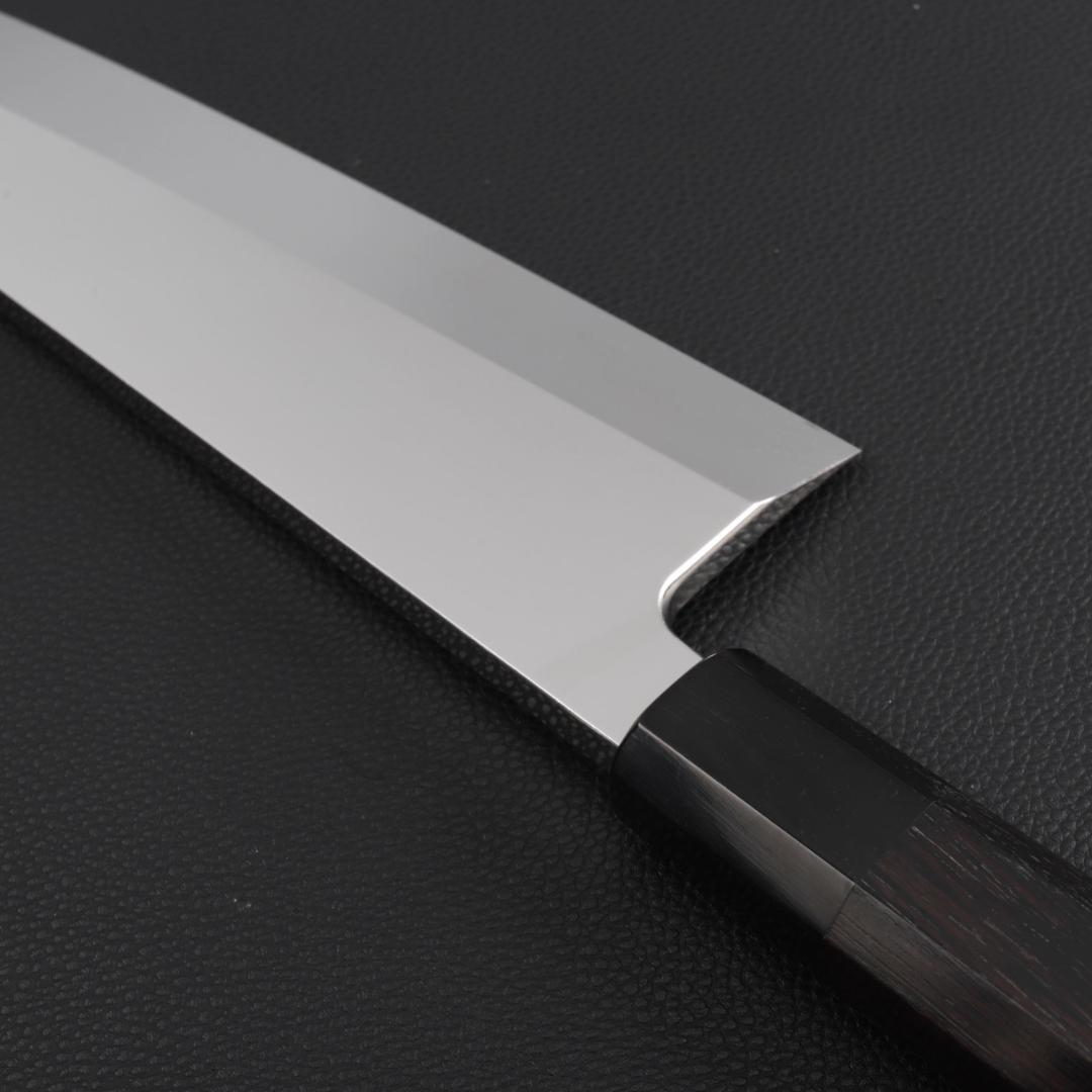 10660 出刃包丁 8寸 鏡面仕上げ 刺身包丁 本出刃 黒檀黒水牛角八角柄
