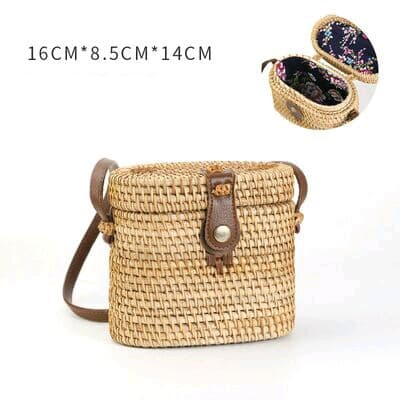 藤編包ベトナム手工草編みミニ円形斜め横断包