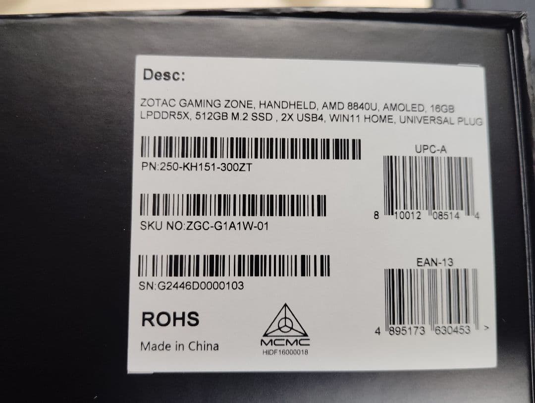 Windowsノート本体 ZOTAC GAMING ZONE Ryzen 7 8840U/16GB