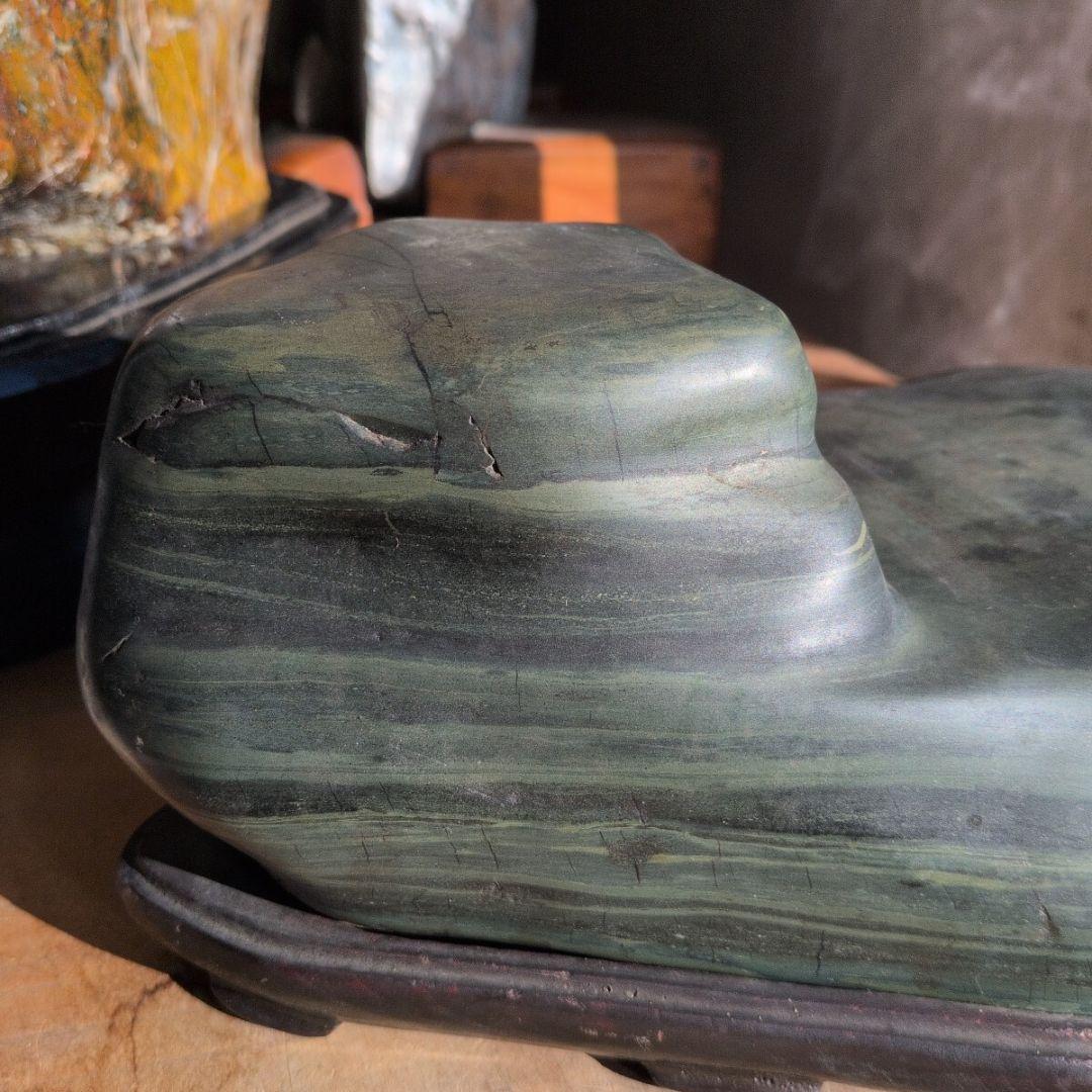 北海道日高産　青虎石　5.1キロ 鑑賞石 石　置物　オブジェ　インテリア