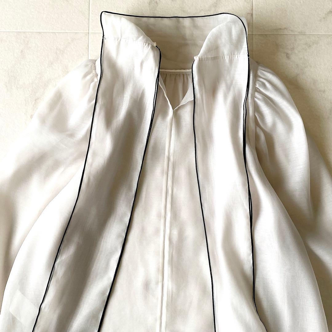 極美品☆デミルクスビームス 洗える シアー ボウタイブラウス ゆったり 36