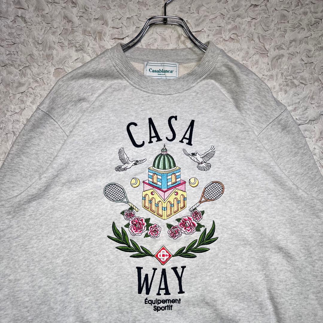 『希少』　Casablanca スウェット　ビッグ刺繍ロゴ　グレー　【L】