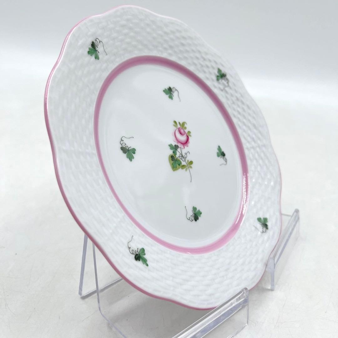 ヘレンド ウィーンの薔薇 ピンク 19cm プレート 透かし彫り 1枚 美品希少