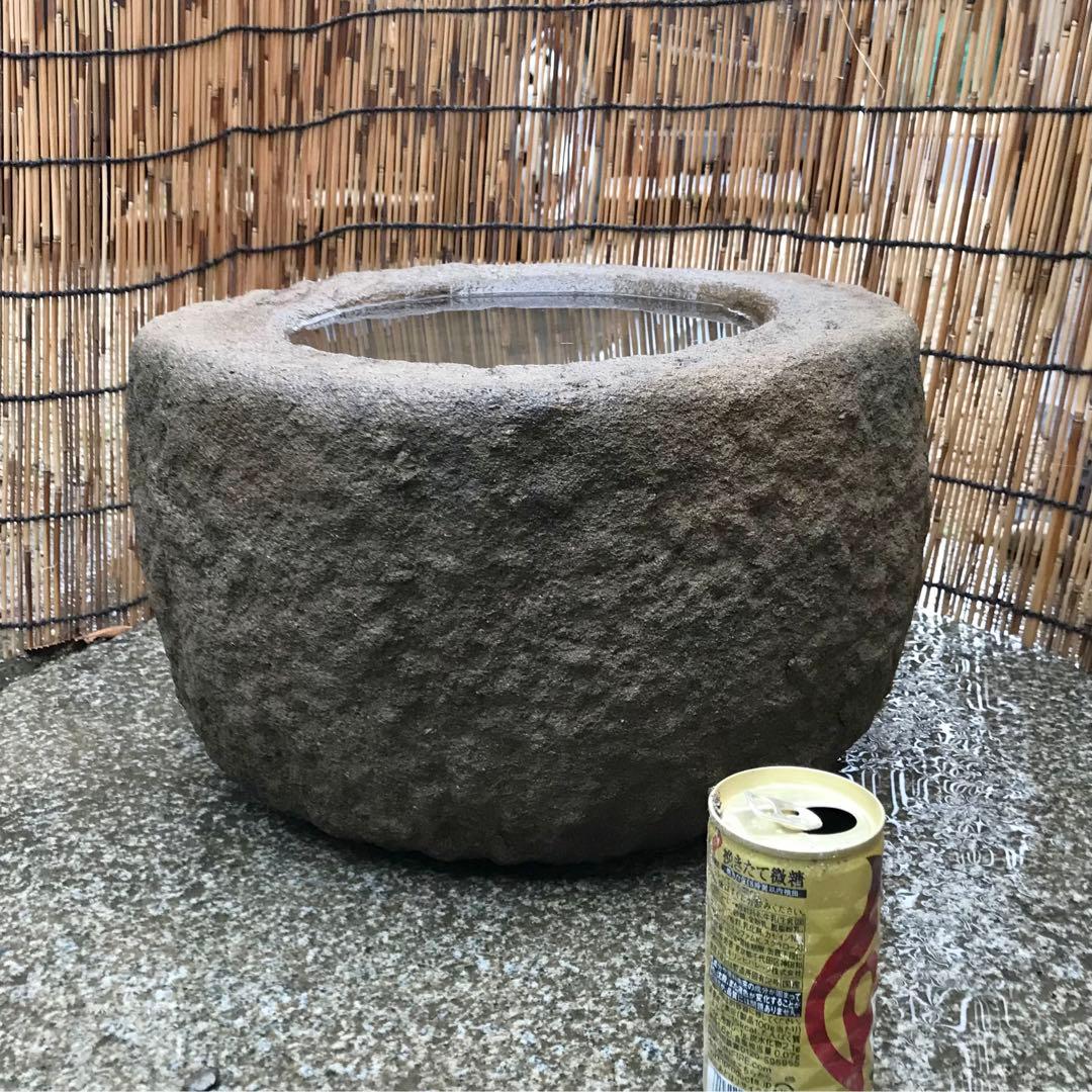 【天然石・水鉢・蹲・庭石・庭園材料・茶庭】オブジェ箱庭苔石造園バードバス向鉢苔玉