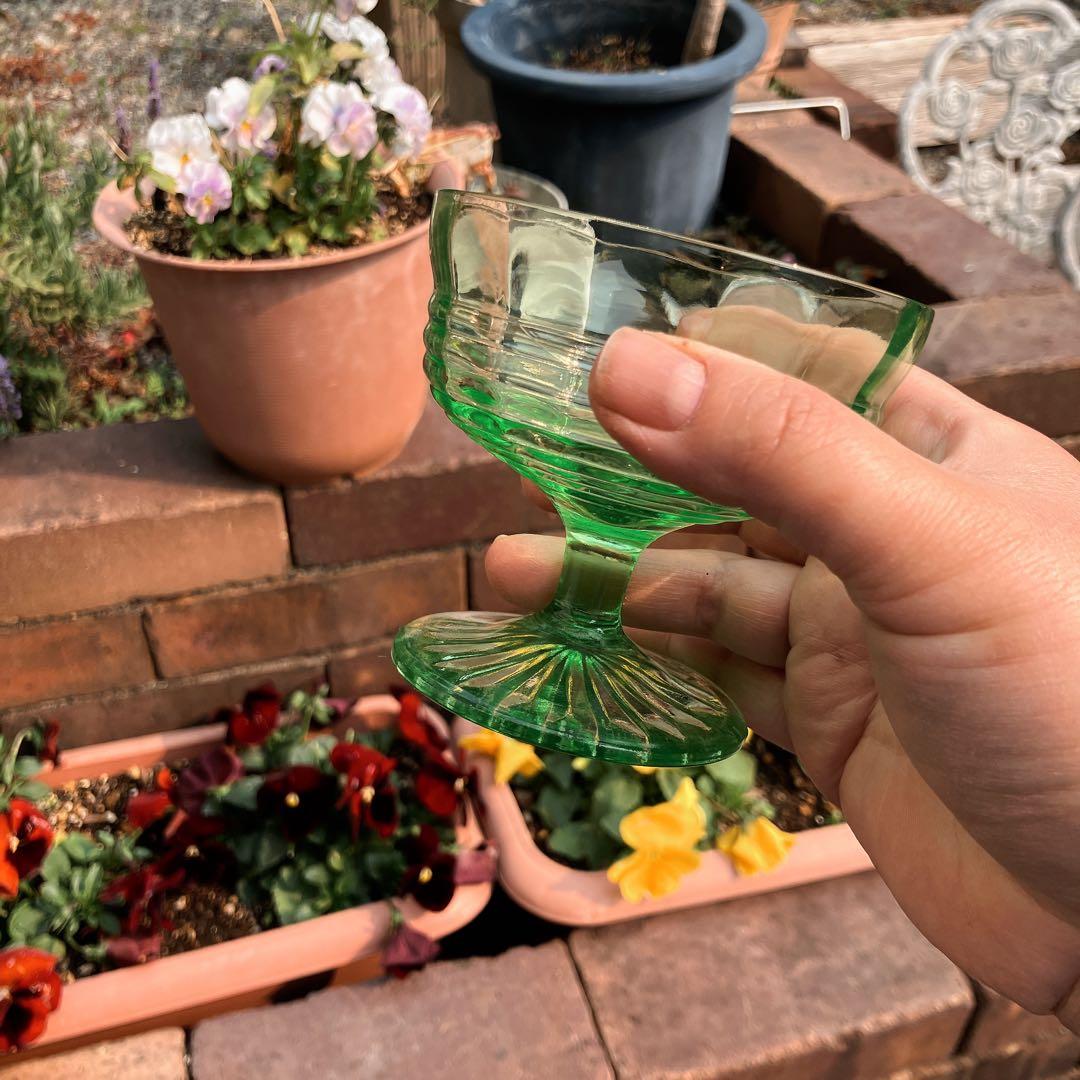 氷カップ ウランガラス ペア ウラン ガラス 氷コップ デザートカップ 美品