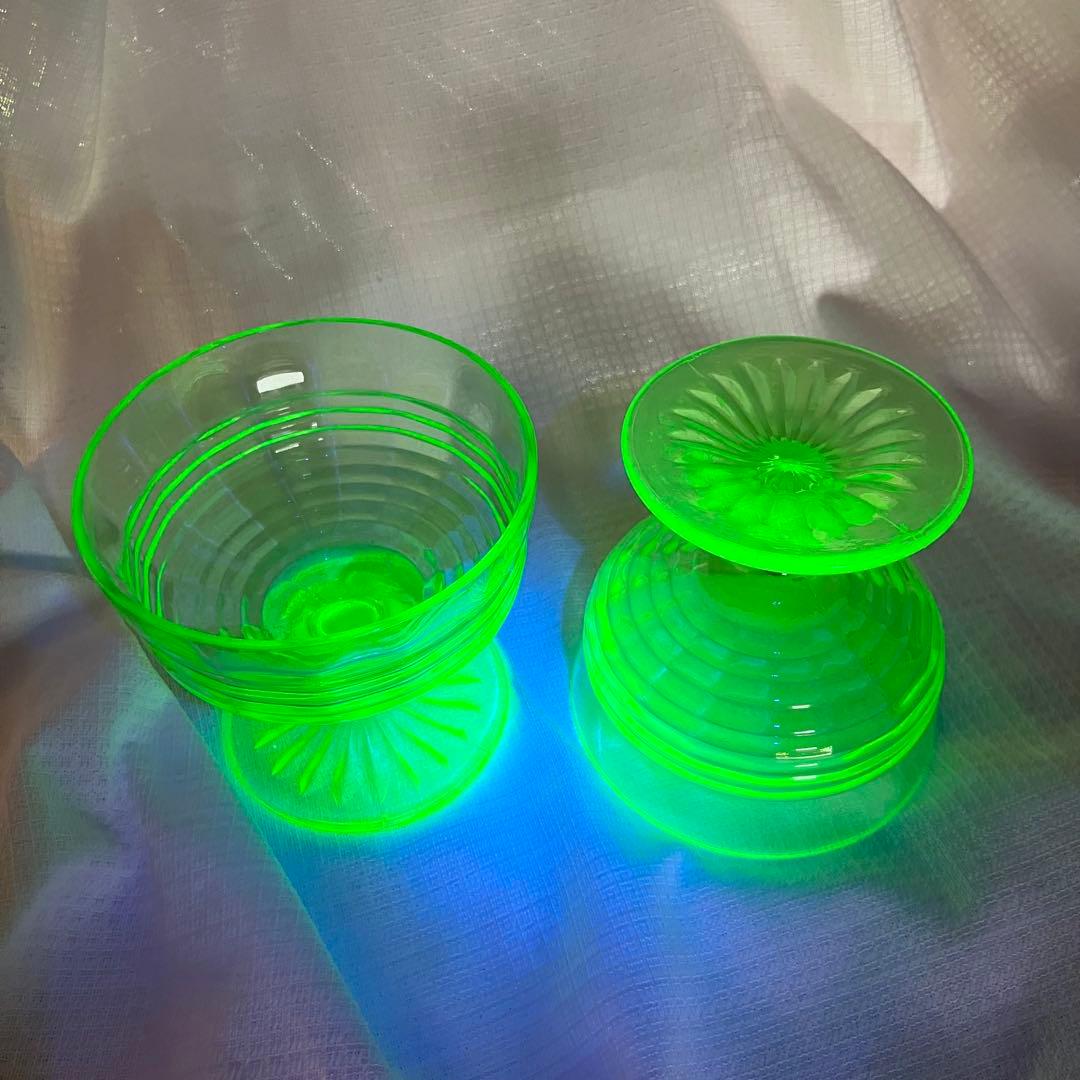 氷カップ ウランガラス ペア ウラン ガラス 氷コップ デザートカップ 美品