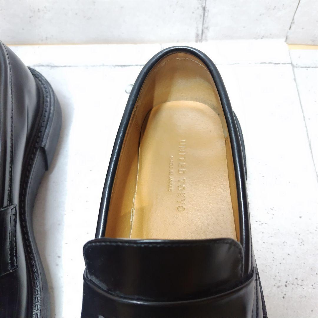 【美品】 UNITED TOKYO 厚底 ローファー 美品 黒 レザー
