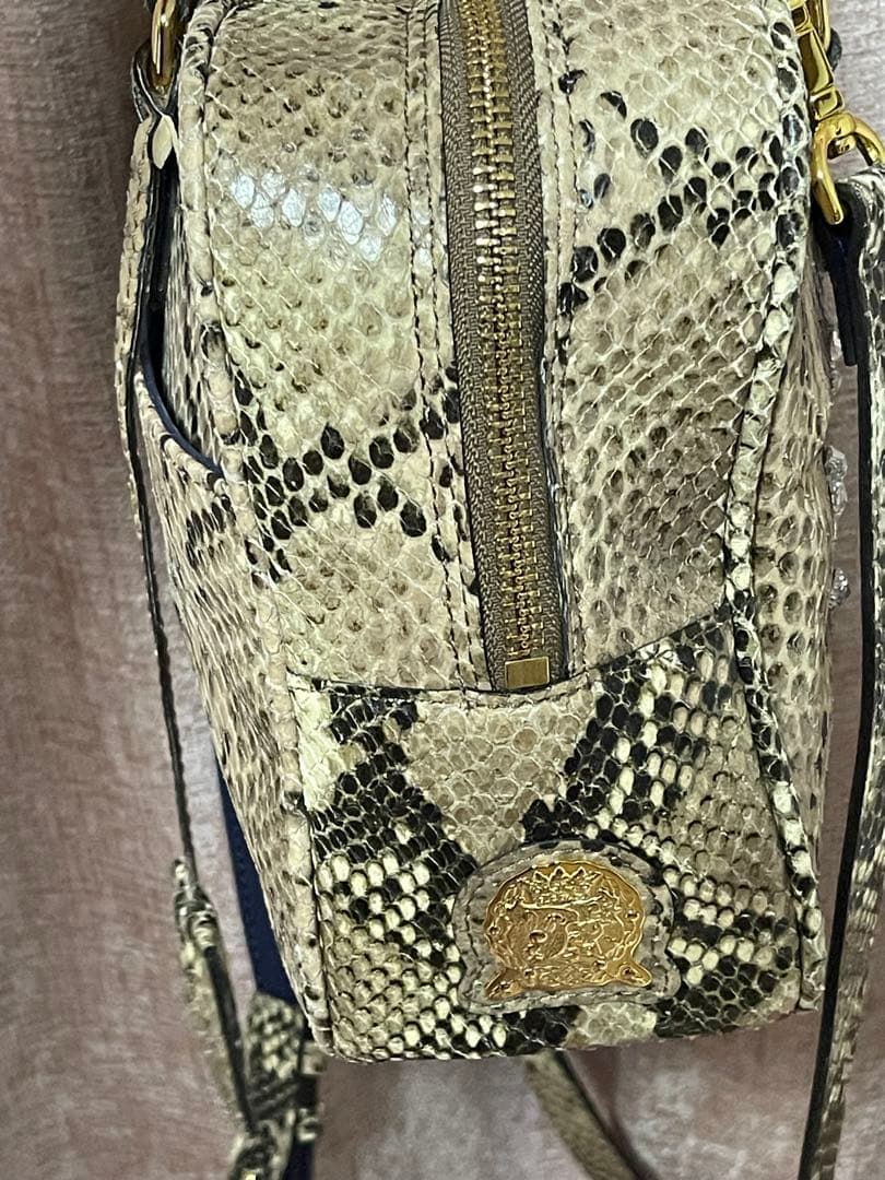 み*ば様 A.D.M.J. パイソン　スワロフスキー　ハンドバッグ