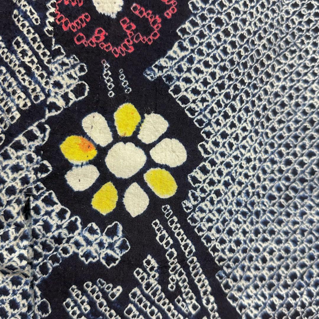 ★有松鳴海絞り浴衣‼️濃紺系　総絞り　手絞り　綿　クリーニング済