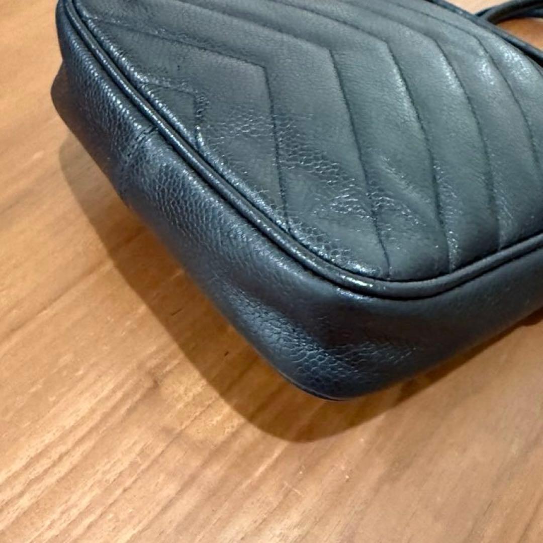 【セール】シャネル キャビアスキン シェブロン ショルダーバッグ ポシェット 黒