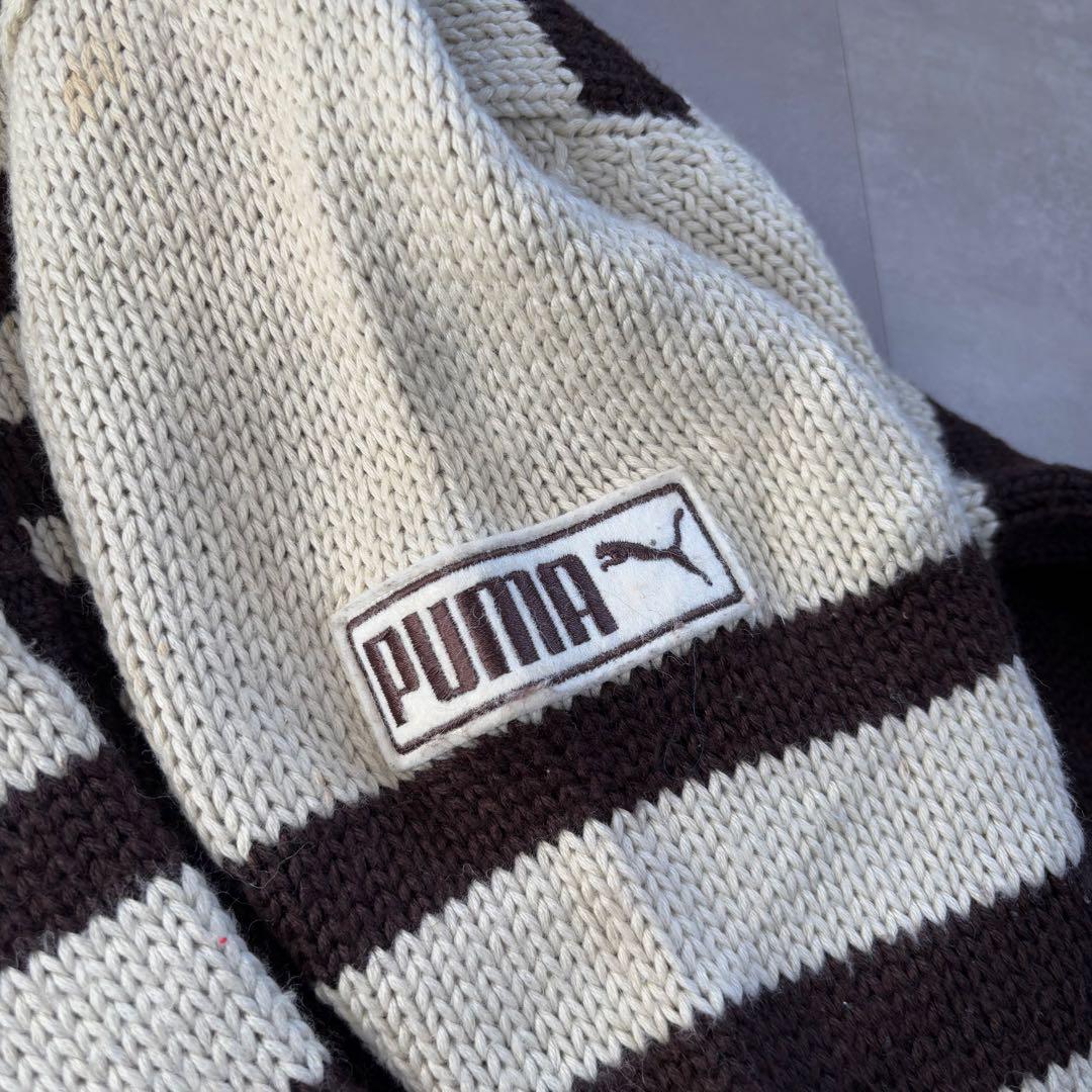 希少　80s - PUMA プーマ　ドライバーズニット　カウチン　茶色　トルコ製