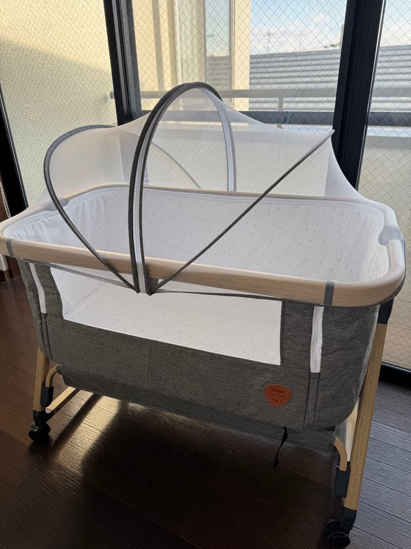 グレー 添い寝ベッド 揺れ機能付き