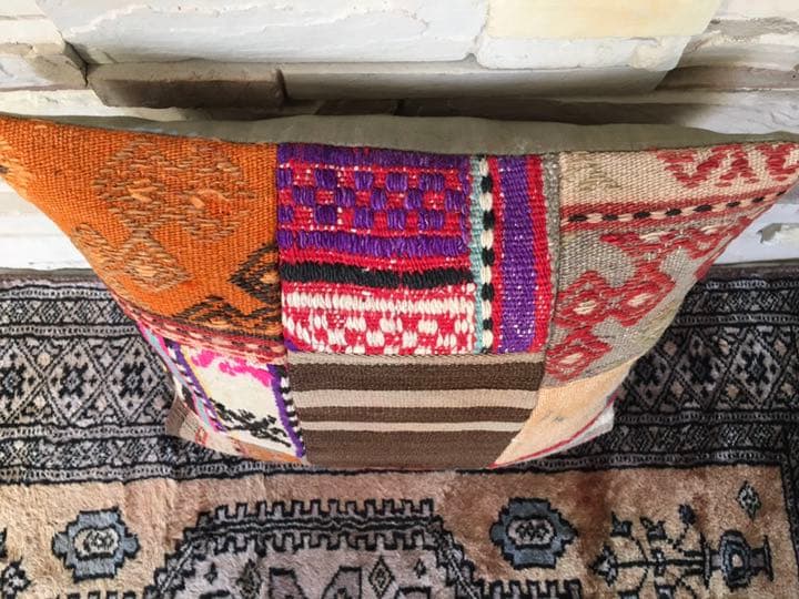 ビンテージラグ　トルコラグ　オールドキリム　クッションカバー　パッチワーク♯15