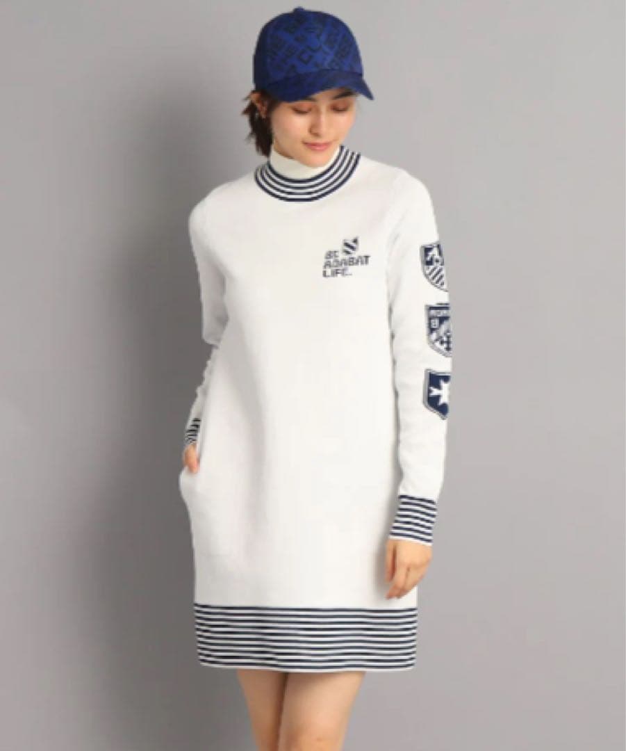 adabat アダバット ホワイト ストライプ ワンピース レディース 新品