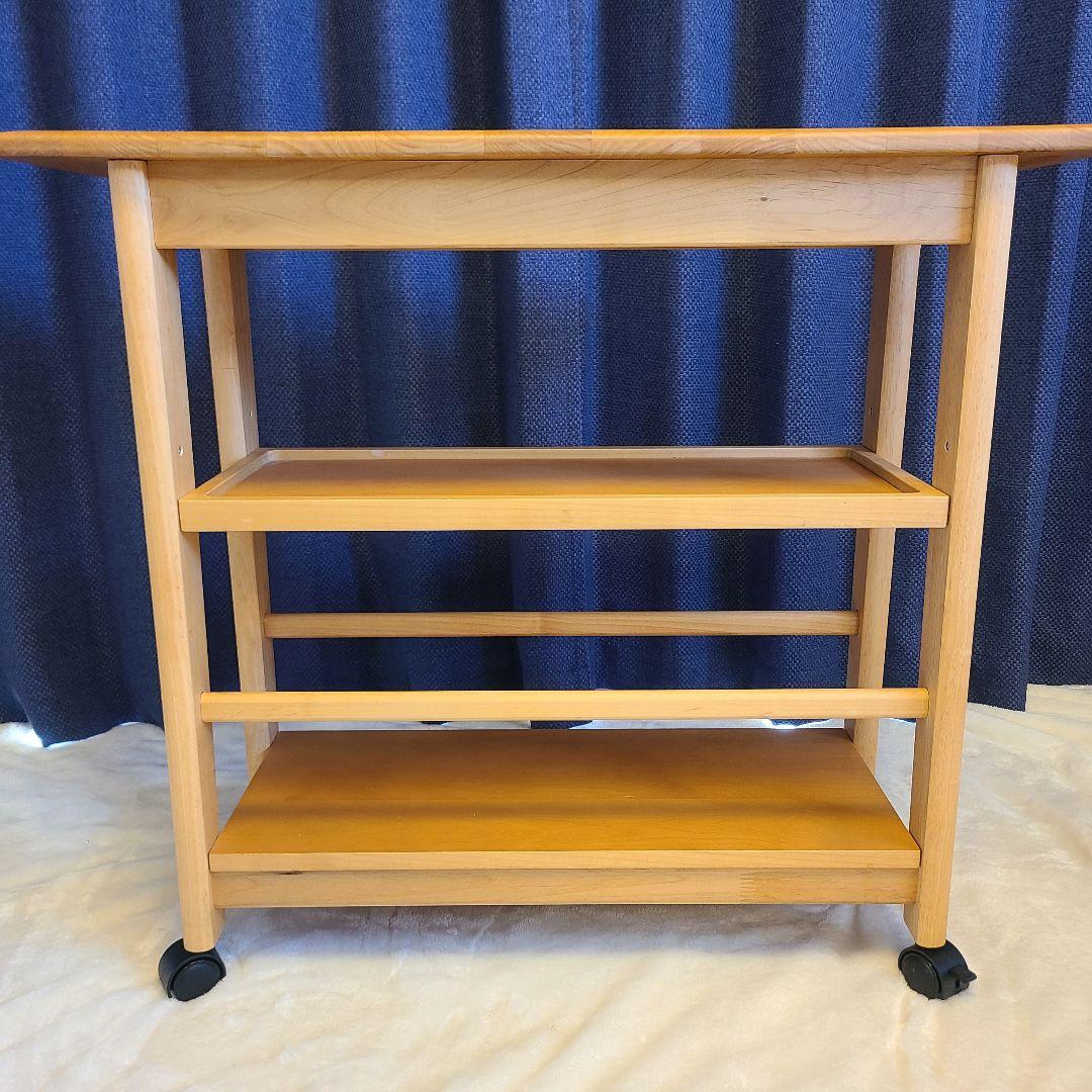 【極美品】ニトリ ワゴン アルナスDF 80 LBR キッチンワゴン 天然木