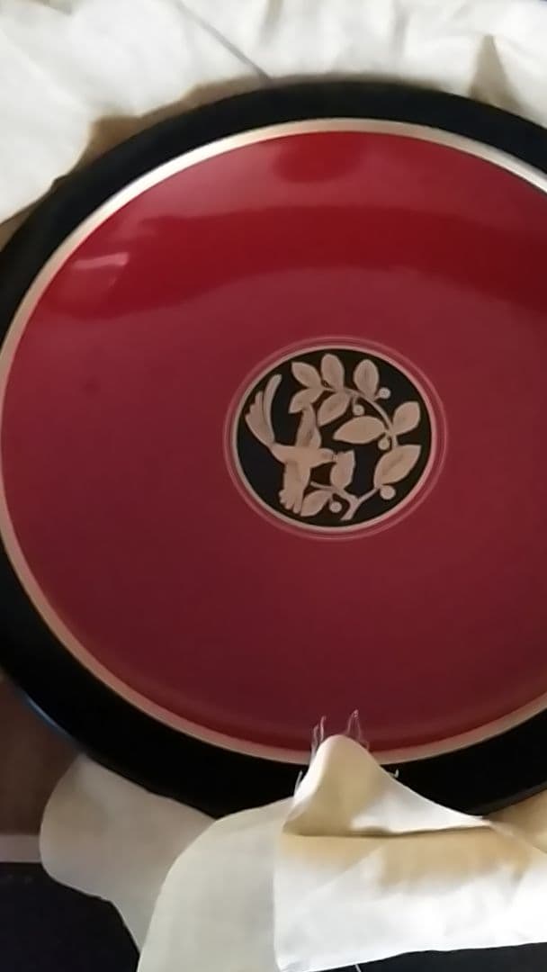 輪島塗　榎に百舌鳥　飾り皿　大皿