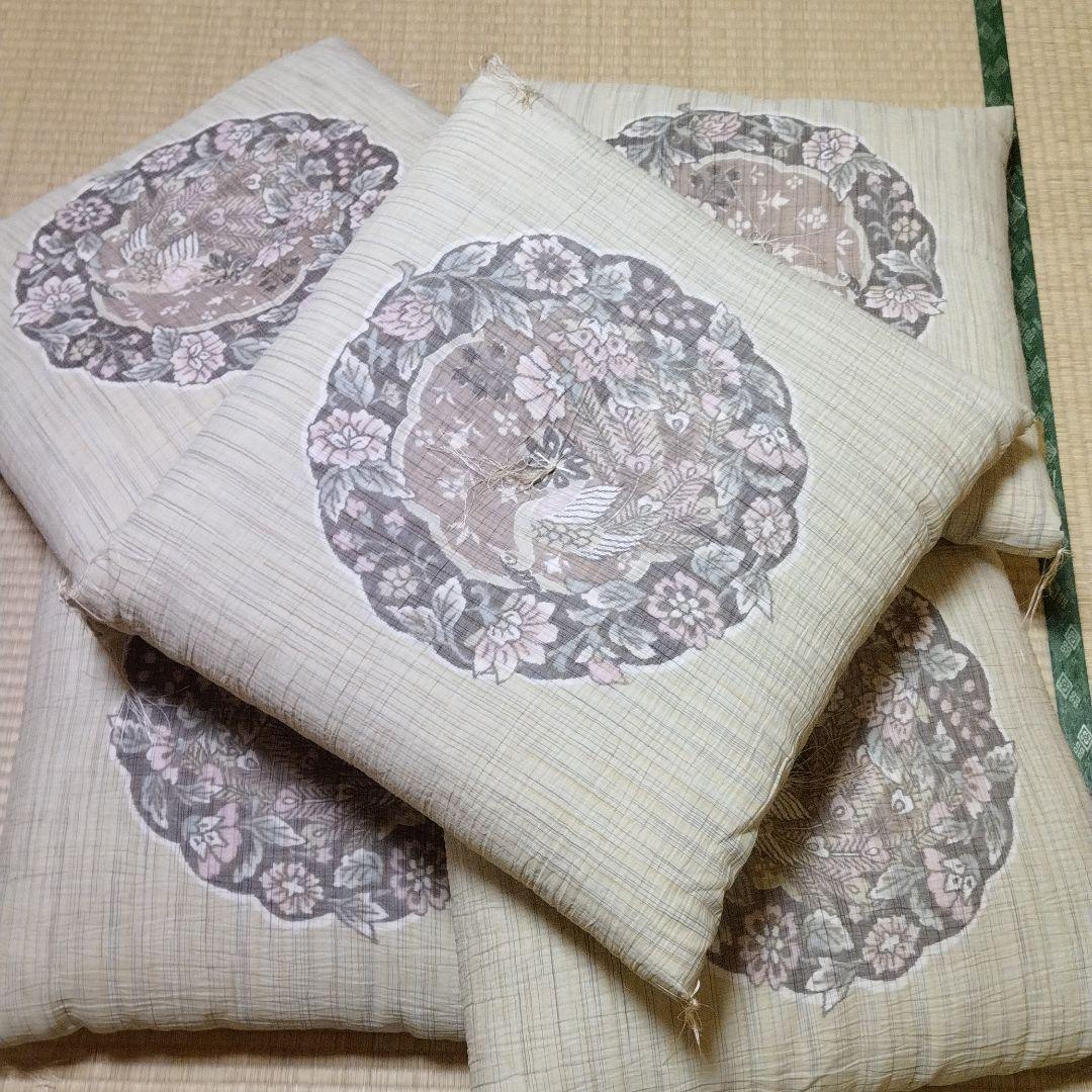 高級　婚礼用　麻ちりめん　真綿　座布団　5枚セット