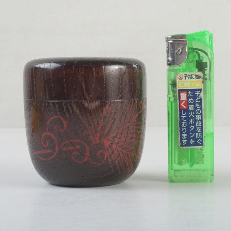 茶道具　漆塗　草渦蒔絵　棗　堀内宗完(兼中斎)極め箱　V　9499