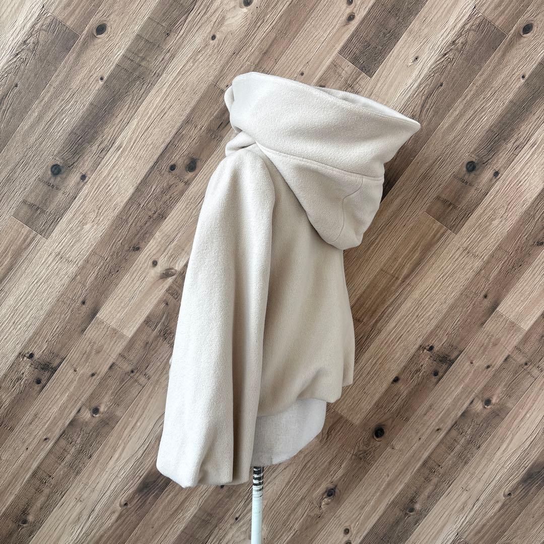 ★新品　フランシュリッペ　ファー　パールボタン　バルーン　ウール　マフマフコート