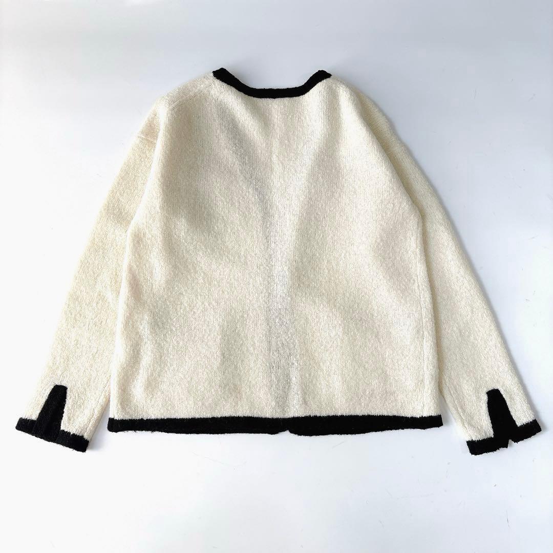 美品⁑ドゥーズィエムクラス　ウールカシミヤバイカラーニットカーディガン　ホワイト