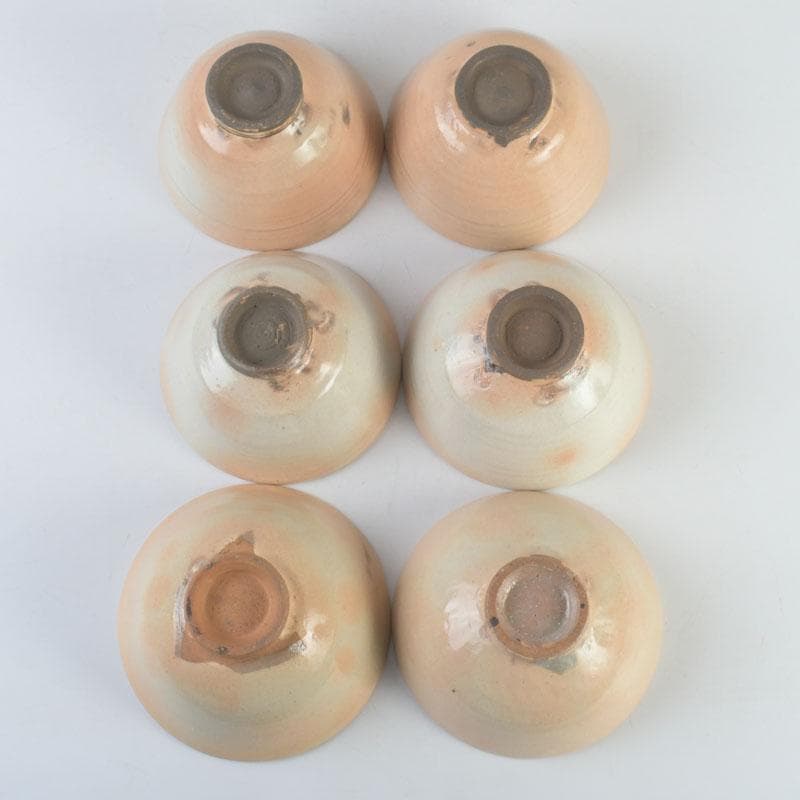 ゆき　茶道具　三蔵窯　粉引など　数茶碗六種十二客　時代箱付　M　9536A