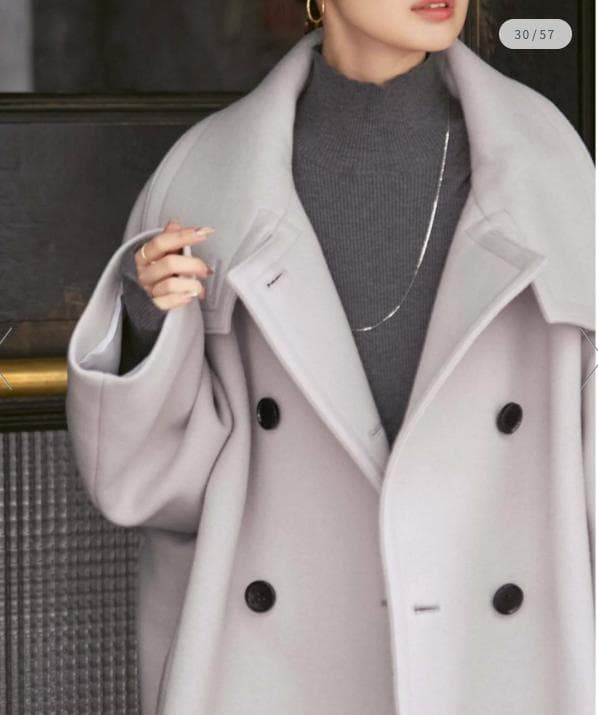 新品タグ付✨NOBLE スタンドカラーオーバーコート 完売色ベージュ 日本製 F