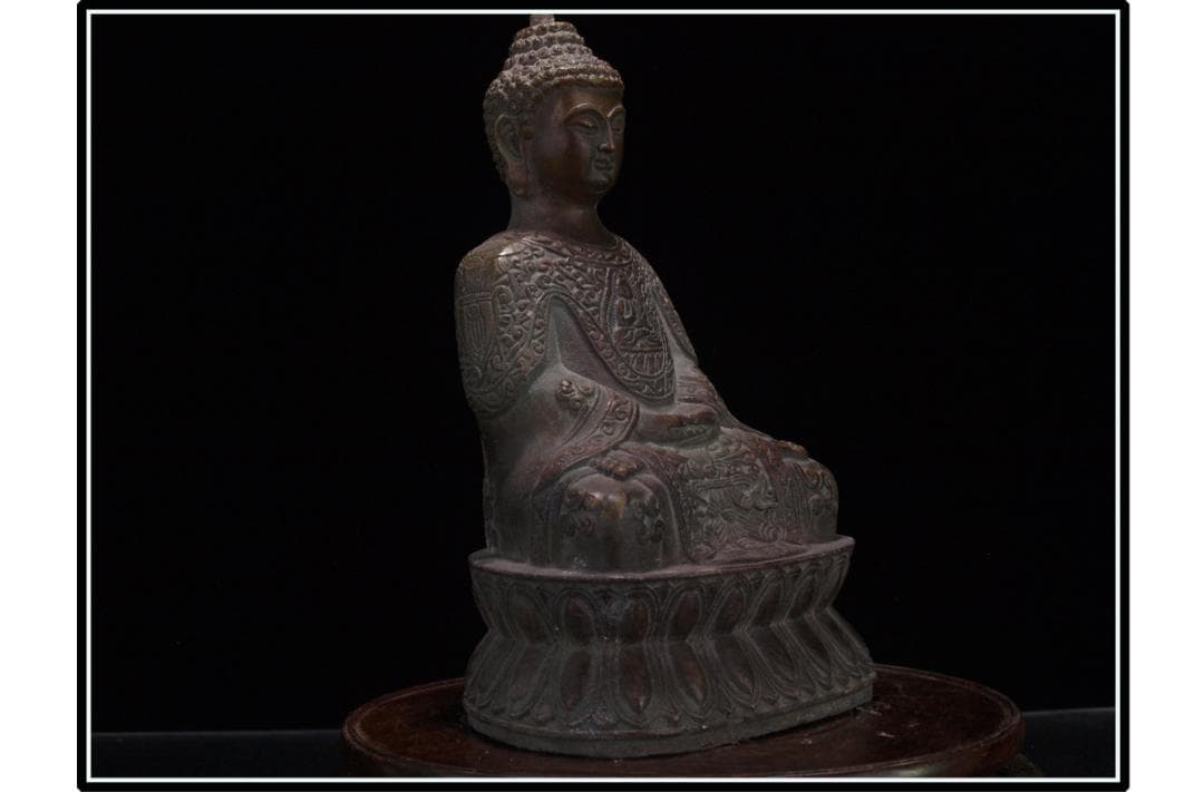 貴重品　唐時代銅製仏像　唐物中国骨董品 古美術 DE846B2-3