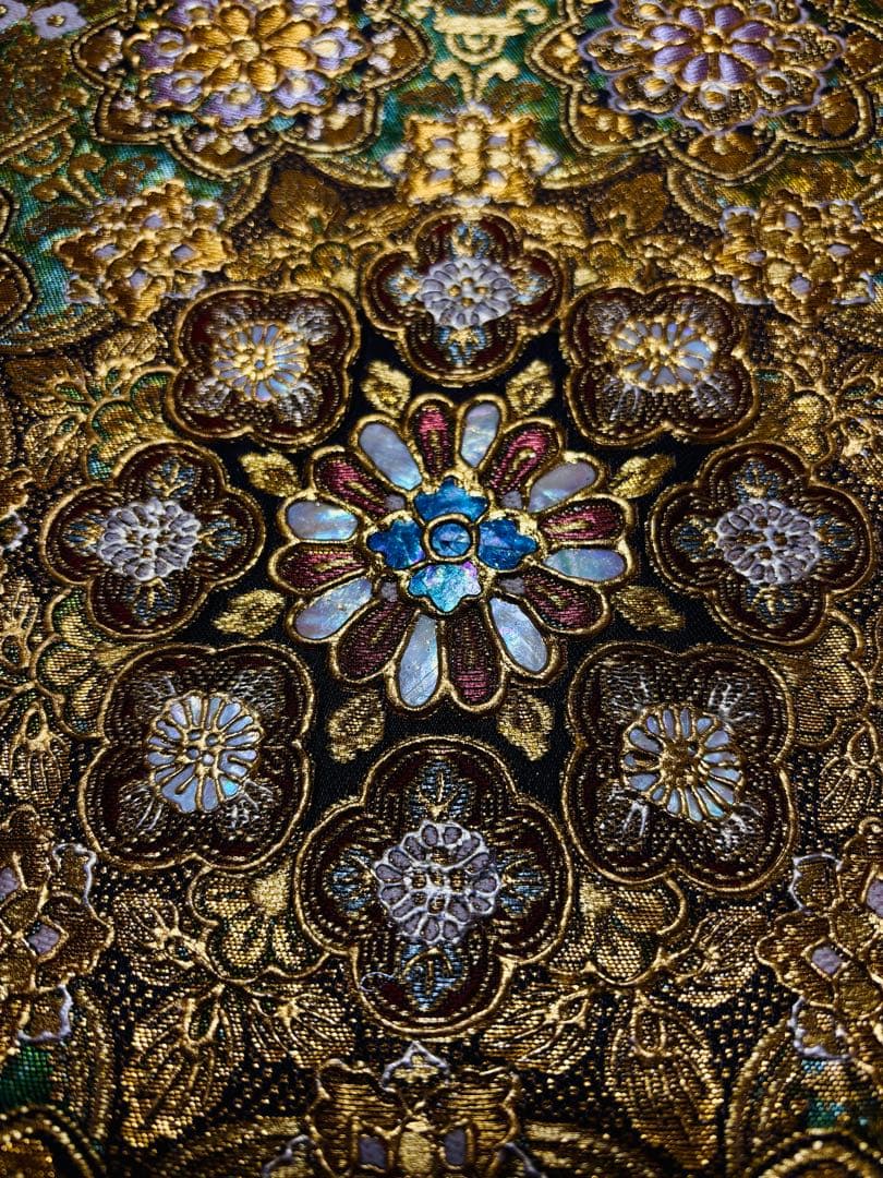 【美品】螺鈿 宝相華 金色 六通