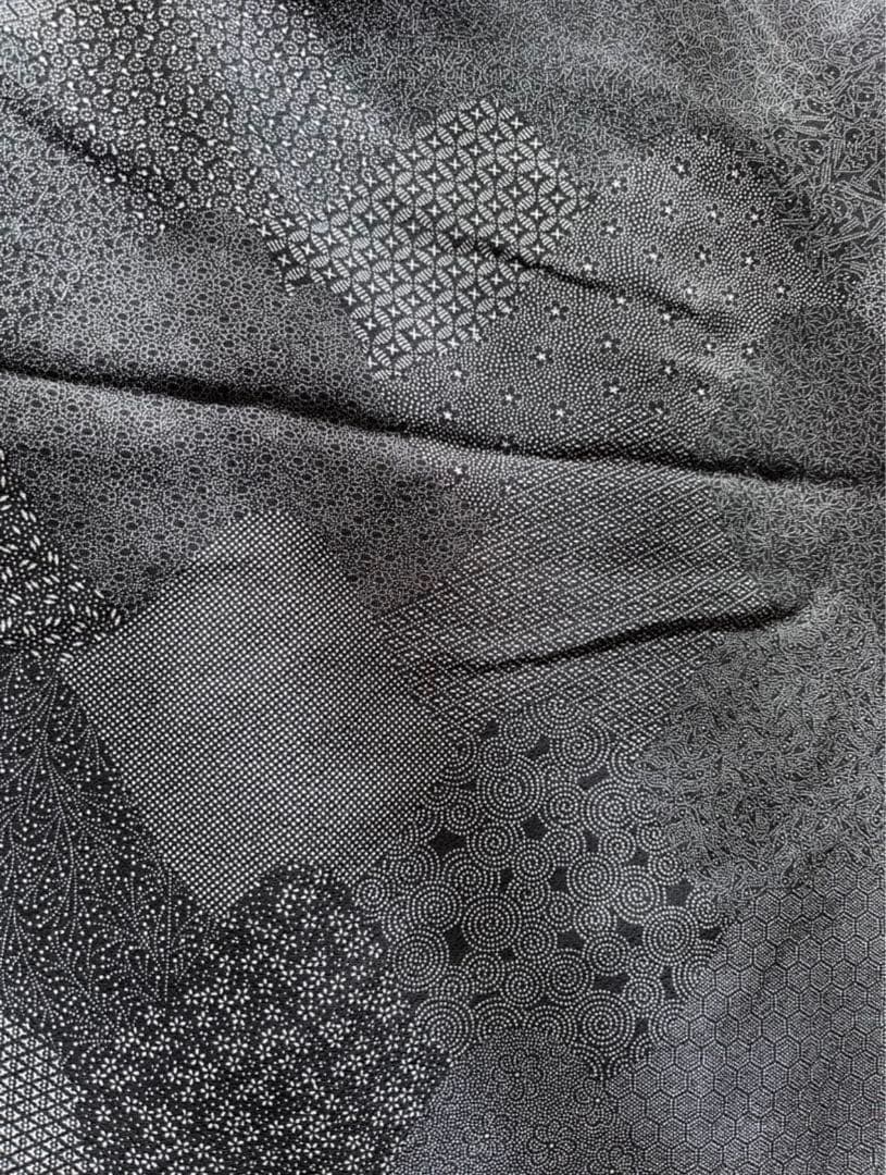 小紋　江戸小紋　モノトーン　切りばめ文様　作家物