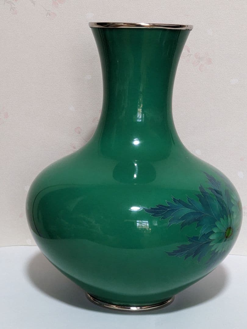 ♦尾張七宝焼 田村七宝 3代田村幸夫造 花文様花瓶 日本工芸会会員 美術品 置物