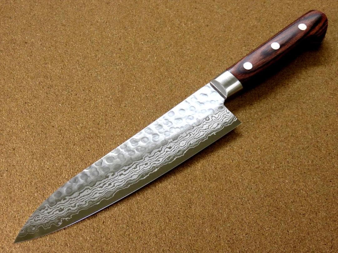 関の刃物 牛刀 180mm 鎚目鍛造 VG-10 ダマスカス 魚 肉切り 包丁