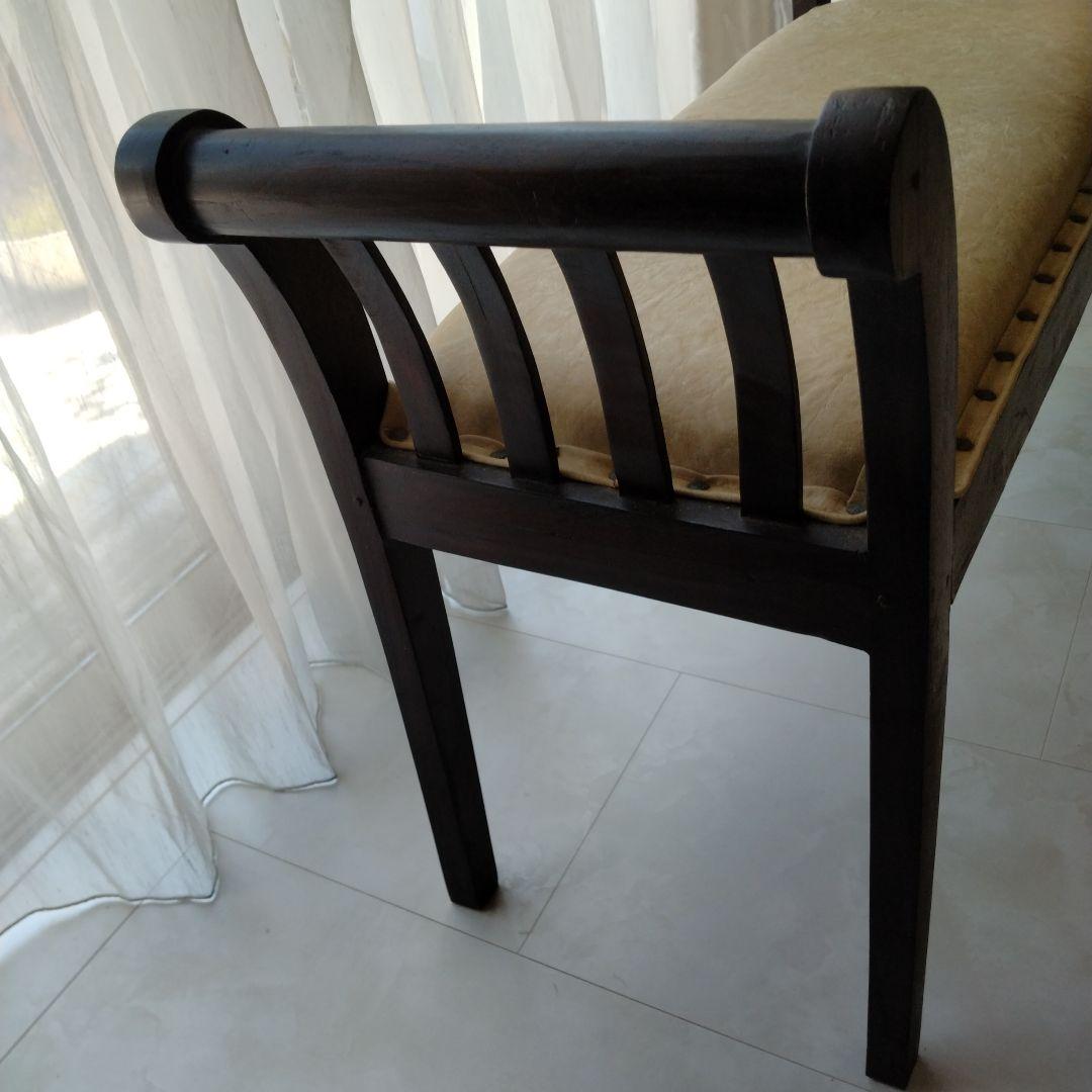 アジアンテイスト革張りベンチ