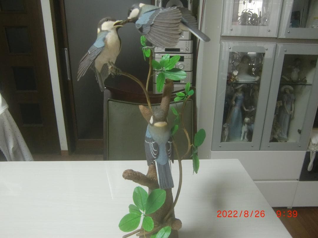 シジュウカラ　 バードカービング　野鳥彫刻　木彫 美術品 　インテリアＮ40