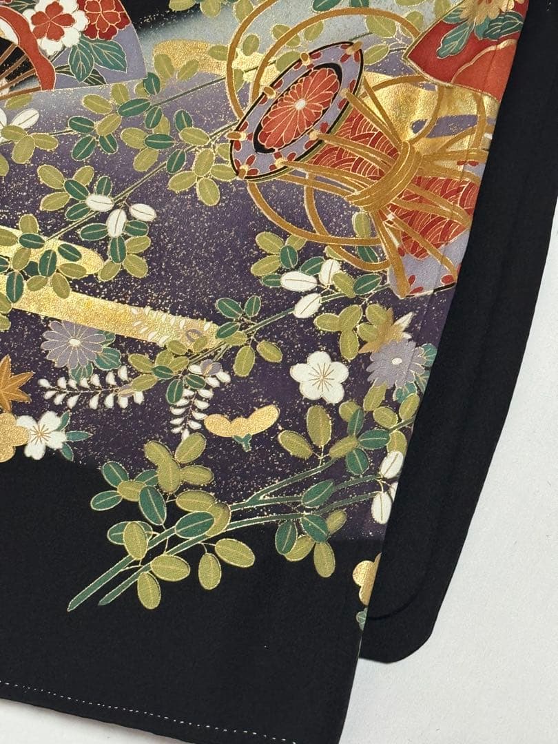 [ネピネピ] 黒留袖　正絹　比翼付き　紋入り　礼装　フォーマル　結婚式