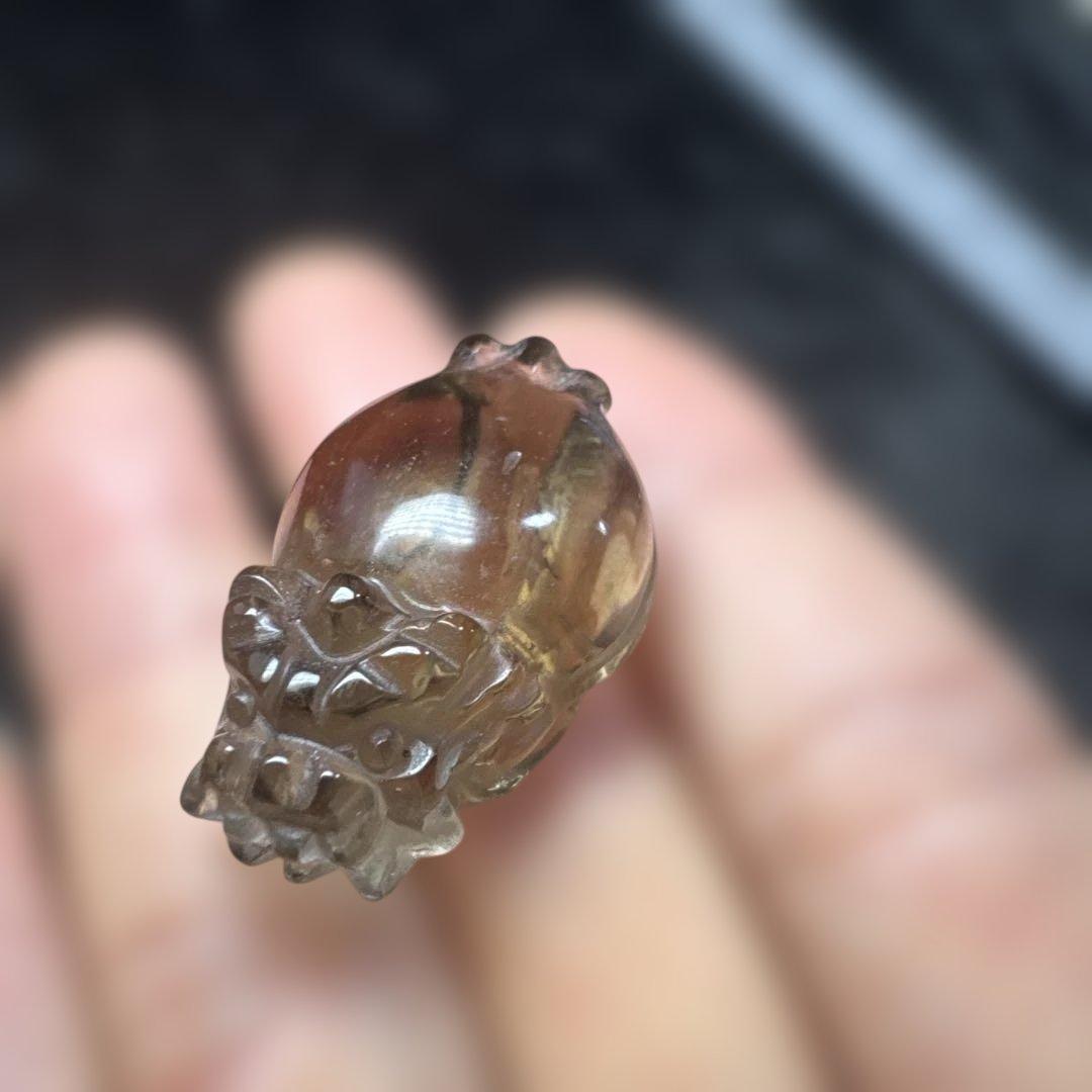 【高品質】透明　スモーキークォーツ　龍亀　ロングイセット