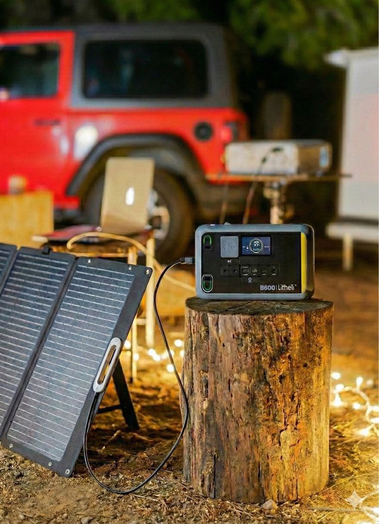 ぴいえす⭐️新品Litheli ポータブル電源 B600 & 100Wソーラ